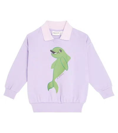 Mini Rodini Kids' Dolphin Printed Cotton Sweatshirt In Purple