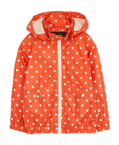 Mini Rodini Dot-print Hooded Jacket In Orange