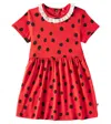 Mini Rodini Dots Lace-trimmed Cotton Dress In Red