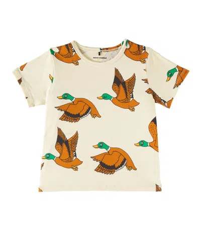 Mini Rodini Kids' Ducks Cotton-blend Jersey T-shirt In Yellow