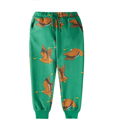 Mini Rodini Kids' Ducks Cotton Jersey Sweatpants In Green