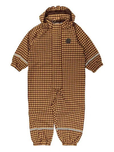 Mini Rodini Edelweiss Houndstooth-pattern Babywear In Brown