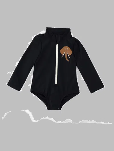Mini Rodini Elephant Sp Uv Ls Swimsuit In Black
