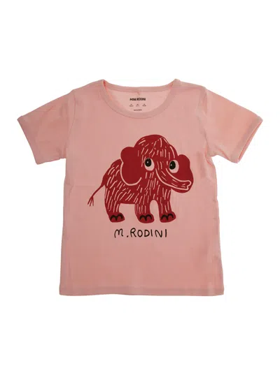 Mini Rodini Elephant Print T-shirt In Pink