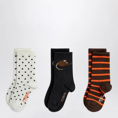 Mini Rodini Elephant Shrew Patterned Organic Cotton Socks (unisex) In Multi