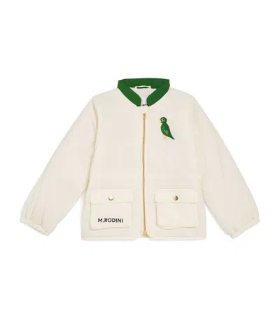 Mini Rodini Kids' Embroidered Blackbird Padded Jacket In Neutral