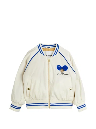 Mini Rodini Embroidered Bomber Jacket In White