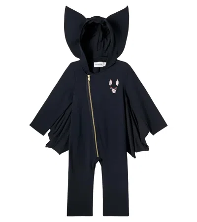 Mini Rodini Kids' Embroidered Cotton-jersey Jumpsuit In Black