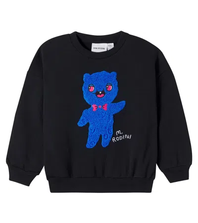 Mini Rodini Kids' Embroidered Cotton Jersey Sweatshirt In Black