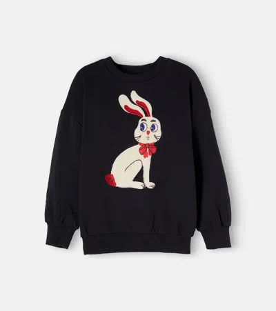 Mini Rodini Embroidered Cotton Jersey Sweatshirt In Black