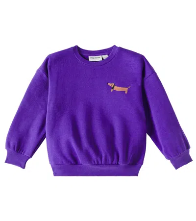 Mini Rodini Kids' Besticktes Sweatshirt Aus Baumwoll-jersey In Lila