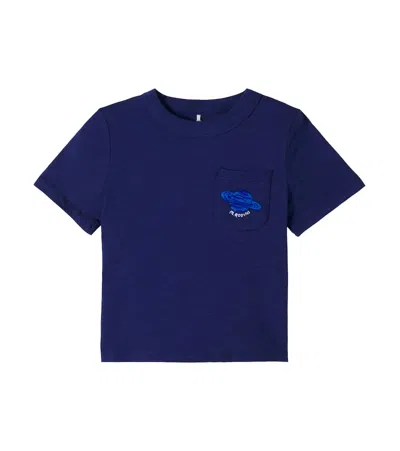 Mini Rodini Kids' Embroidered Cotton Jersey T-shirt In Blue