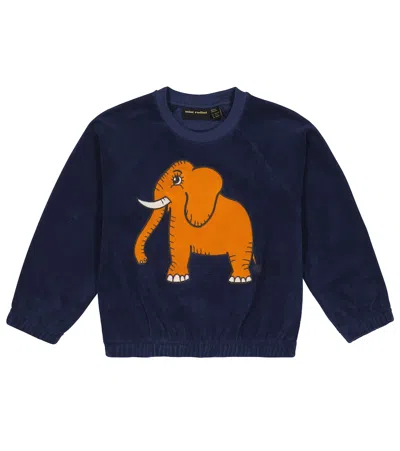 Mini Rodini Kids' Embroidered Cotton Terry Sweatshirt In Blue