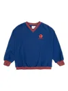 Mini Rodini Embroidered-detail V-neck Sweatshirt In Blue