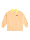 Mini Rodini Embroidered-heart Collared Sweatshirt In Orange