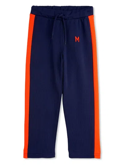 Mini Rodini Babies' Embroidered Logo Track Pants In Blue