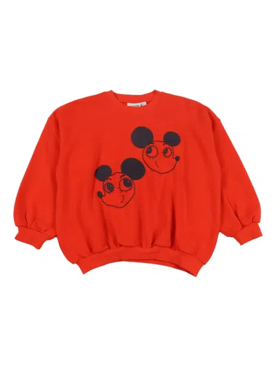 Mini Rodini Kids' Embroidered-mouse Sweatshirt In Red