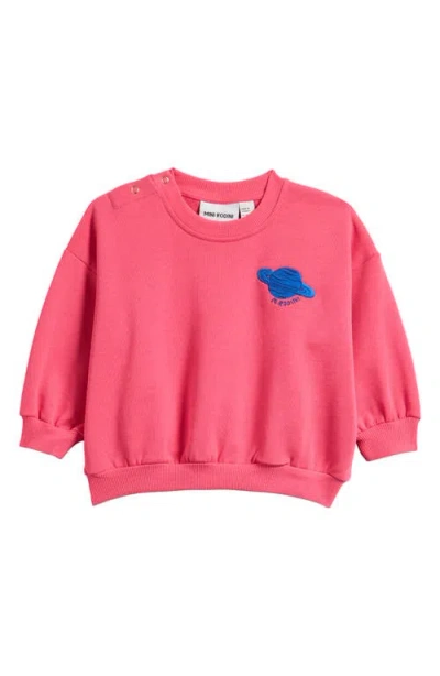 Mini Rodini Babies'  Embroidered Planet Organic Cotton Sweatshirt In Pink