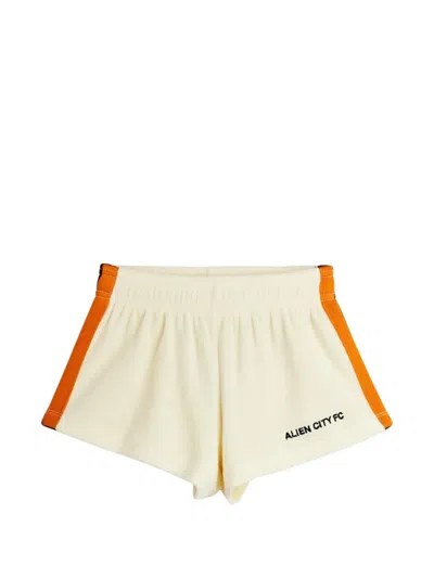 Mini Rodini Kids' Embroidered Side-stripe Shorts In Neutrals