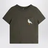 Mini Rodini Faded Black T-shirt With Seagull Embroidery