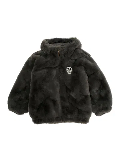 Mini Rodini Faux Fur Jacket In Black