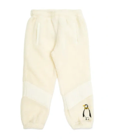 Mini Rodini Kids' Embroidered Fleece Pants In White