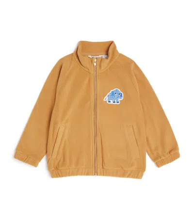 Mini Rodini Kids' Fleece Mammoth-patch Jacket In Yellow