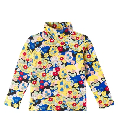 Mini Rodini Kids' Floral Cotton-blend Turtleneck Top