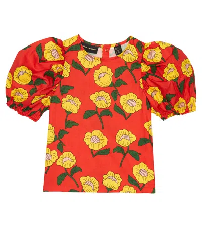 Mini Rodini Kids' Bedruckte Bluse Aus Baumwolle In Red