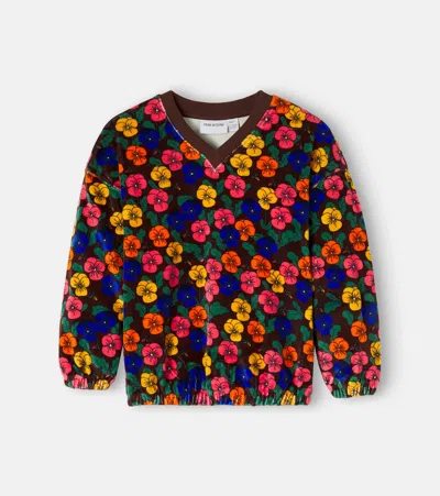 Mini Rodini Floral Cotton Velvet Sweatshirt In Multicoloured