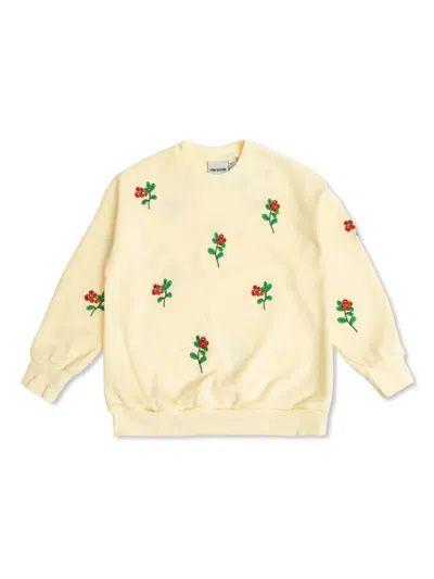 Mini Rodini Babies' Floral-embroidered Sweatshirt In White