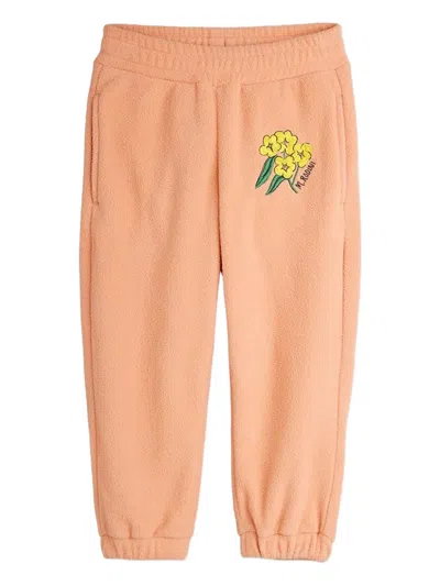 Mini Rodini Kids' Floral-embroidered Trousers In Orange