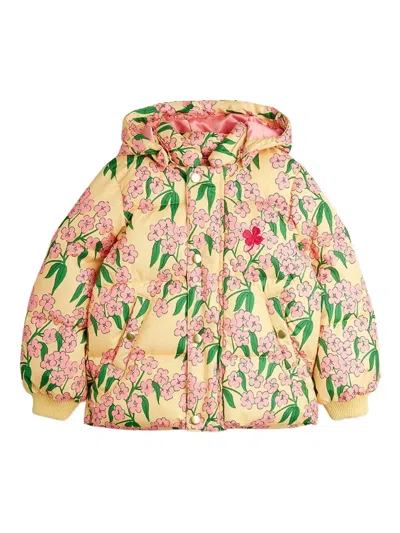 Mini Rodini Kids' Floral Hooded Jacket In Green