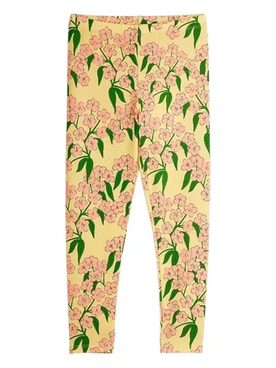 Mini Rodini Kids' Floral Leggings In Yellow