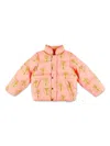 Shop Mini Rodini Floral-print Down Jacket In Pink