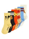 Mini Rodini Floral Print Socks (pack Of Six) In Multi