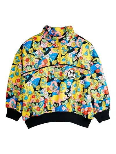 Mini Rodini Kids' Floral-print Zip Sweatshirt In Multi
