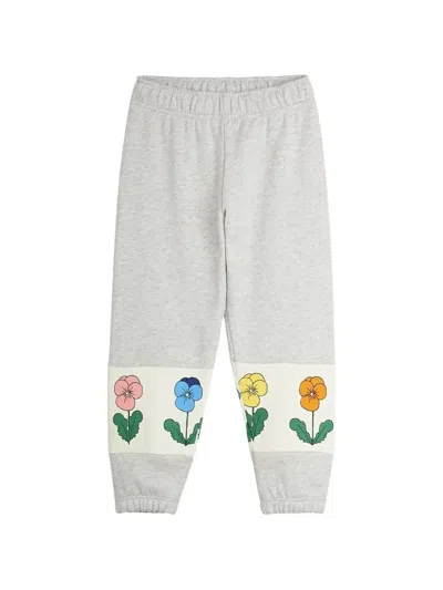 Mini Rodini Kids' Floral-print Track Pants In Grey