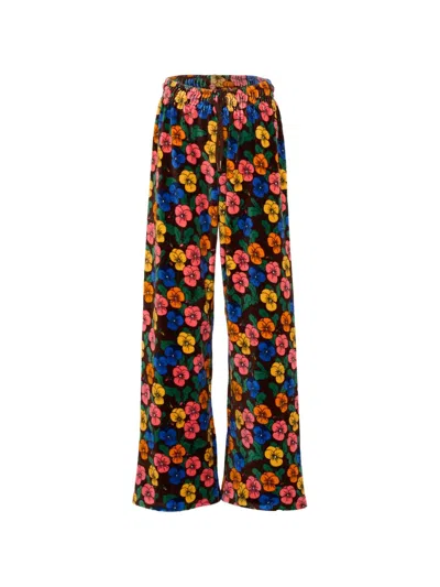 Mini Rodini Kids' Floral-print Trousers In Brown