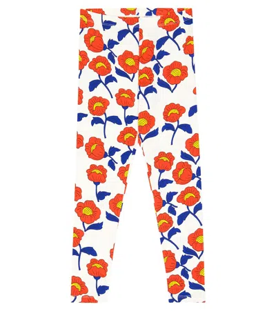 Mini Rodini Kids' Printed Cotton Leggings In Red