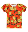 Mini Rodini Flowers Printed Swim Top In Orange