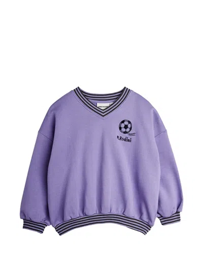 Mini Rodini Kids' Football V-neck Sweatshirt In Purple