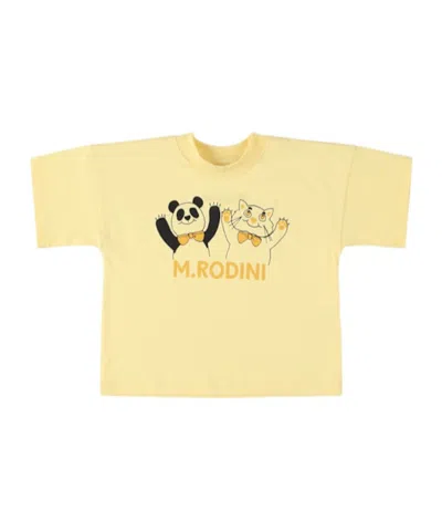 Mini Rodini Frontpanel Print Tshirt In Yellow