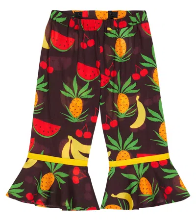 Mini Rodini Kids' Schlaghose Fruits Aus Baumwolle In Brown