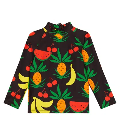 Mini Rodini Kids' Fruits Printed Swim Top In Brown