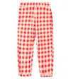 Mini Rodini Gingham Fleece Sweatpants In Red