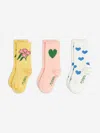 Mini Rodini Girls Alpine Flowers 3 Pack Socks Set In Multi