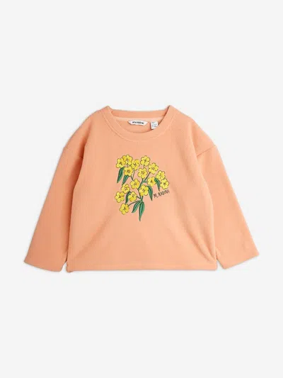 Mini Rodini Babies' Girls Alpine Flowers Long Sleeve T-shirt In Orange