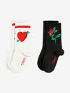 Mini Rodini Girls Arrowed Heart 2 Pack Socks In Multicoloured