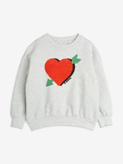 Mini Rodini Kids'  Girls Arrowed Heart Chenille Sweatshirt In Gray